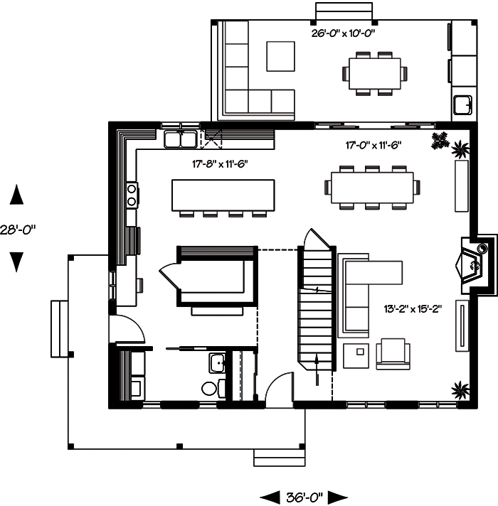 Floor Plan First Story of Country Plan #126-1899