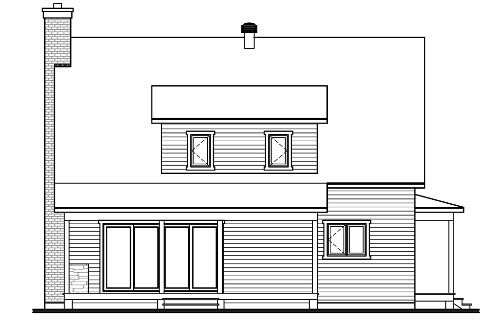 Home Plan Rear Elevation of this 3-Bedroom,1772 Sq Ft Plan -126-1899