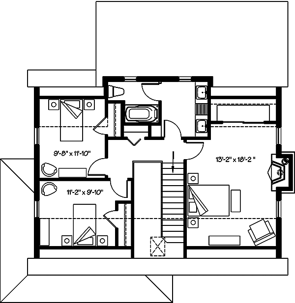Floor Plan Second Story of Country Plan #126-1904