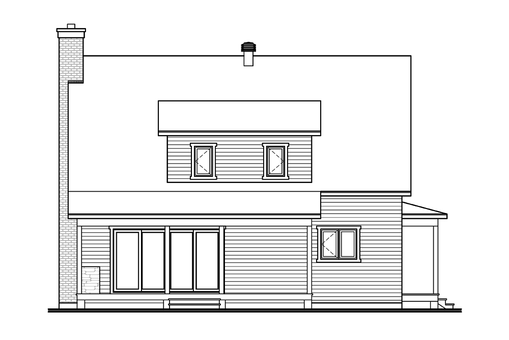 Home Plan Rear Elevation of this 3-Bedroom,1772 Sq Ft Plan -126-1904