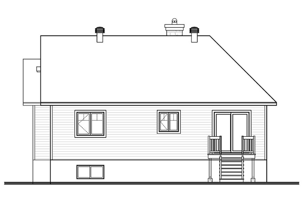 Home Plan Rear Elevation of this 2-Bedroom,1272 Sq Ft Plan -126-1907