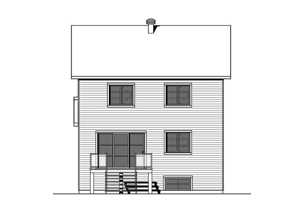 Home Plan Rear Elevation of this 3-Bedroom,1652 Sq Ft Plan -126-1912