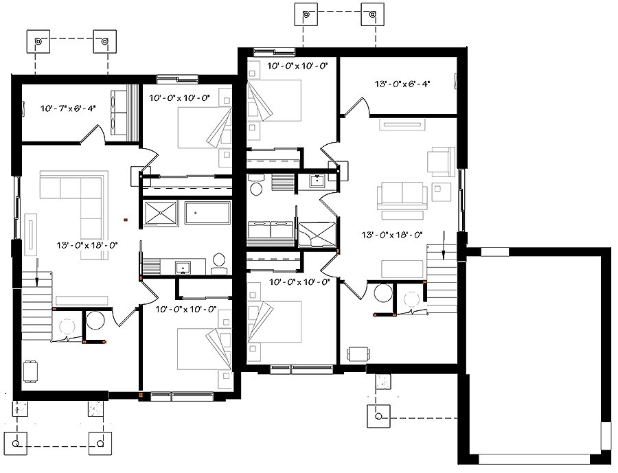 Floor Plan Basement of Contemporary Plan #126-1918