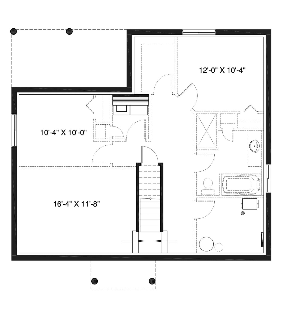 Floor Plan Basement of Craftsman Plan #126-1919