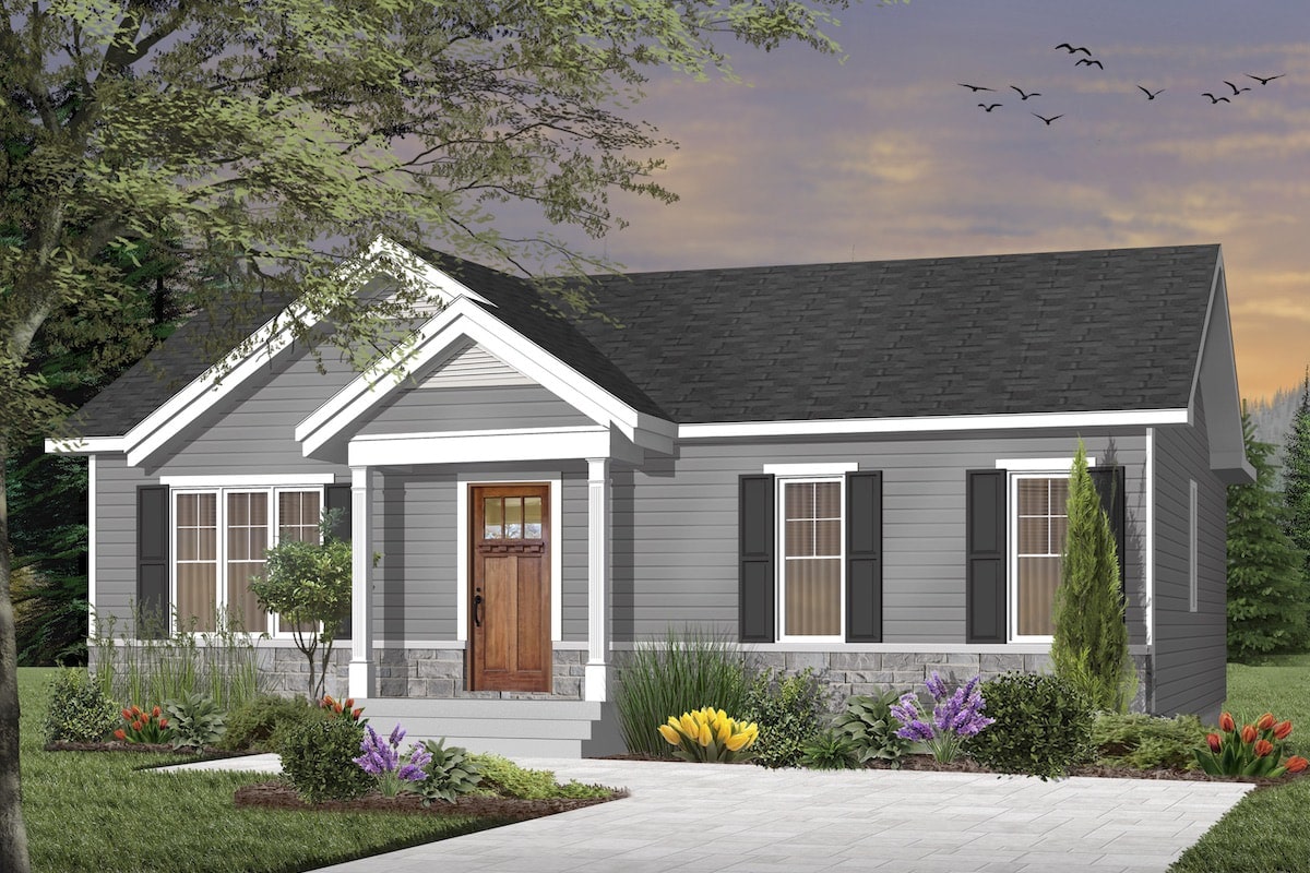 Front View of this 3-Bedroom, 1024 Sq Ft Plan - 126-1919