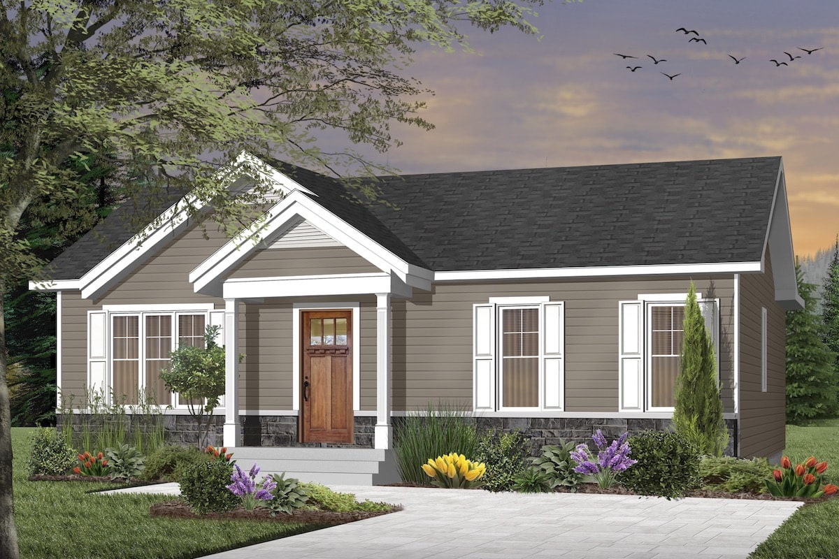 Front View of this 3-Bedroom, 1024 Sq Ft Plan - 126-1919