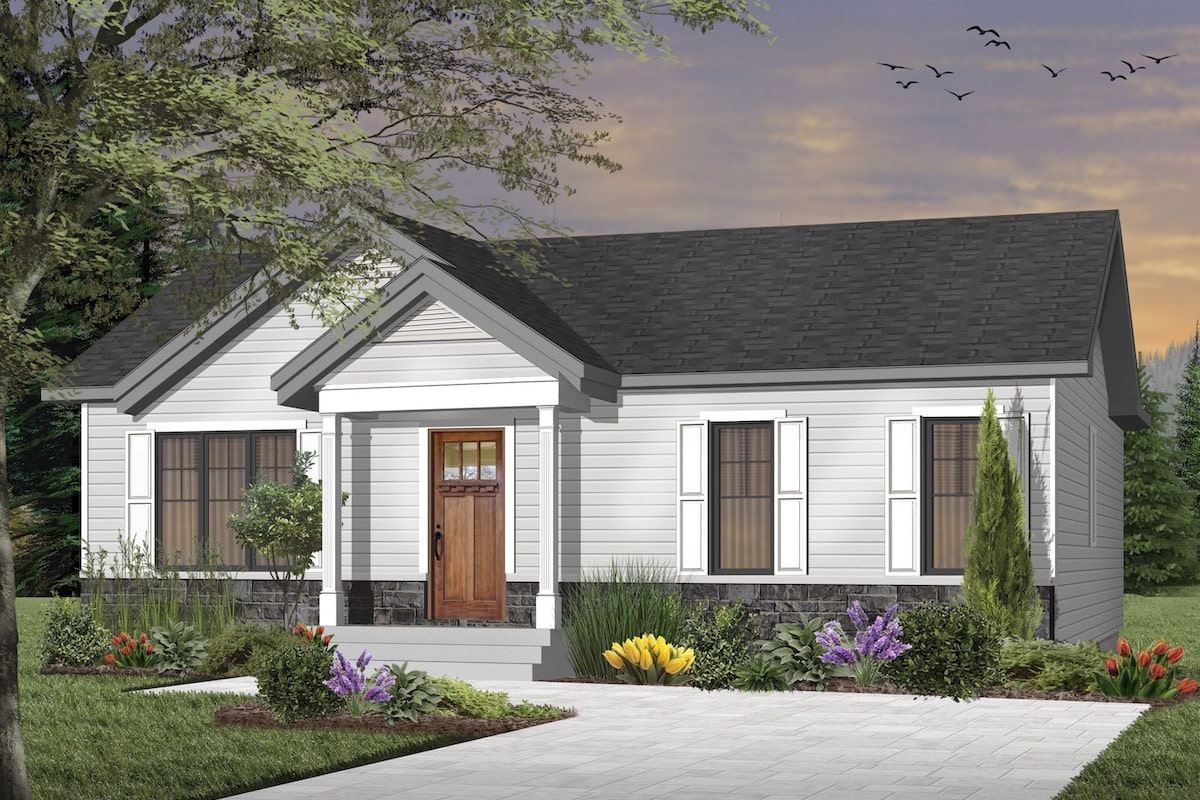 Front View of this 3-Bedroom, 1024 Sq Ft Plan - 126-1919
