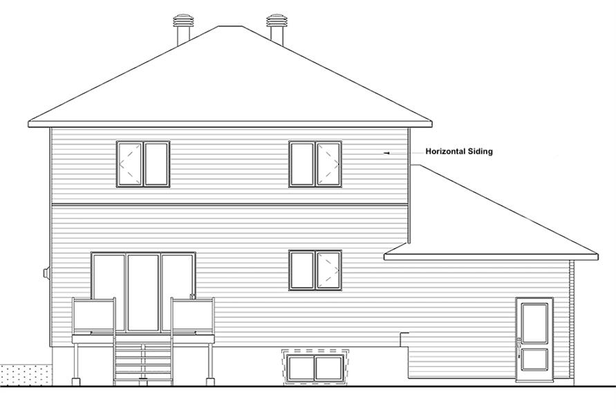 Home Plan Rear Elevation of this 3-Bedroom,1700 Sq Ft Plan -126-1922