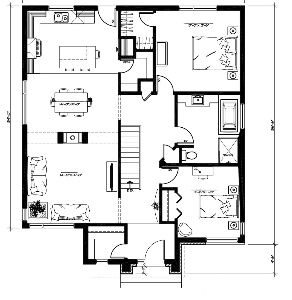 Floor Plan Main Level of Contemporary Plan #126-1927