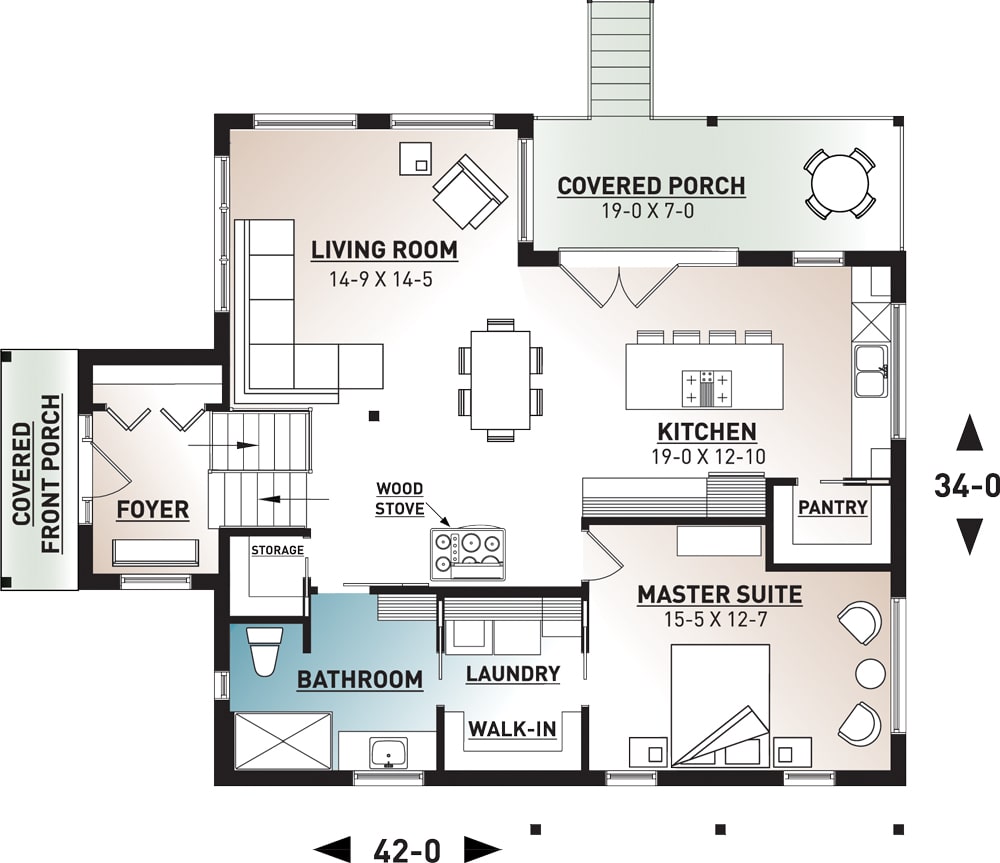 Floor Plan Main Level of Modern Plan #126-1930