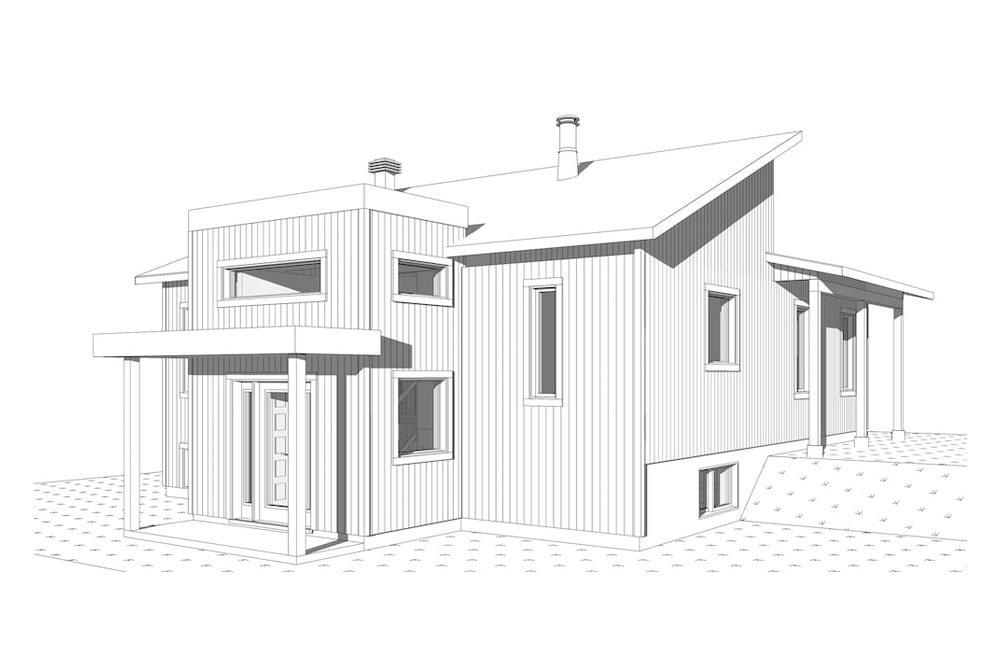 Home Plan Left Elevation of this 1-Bedroom,1141 Sq Ft Plan -126-1930