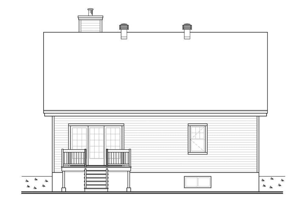 Home Plan Rear Elevation of this 2-Bedroom,1441 Sq Ft Plan -126-1933
