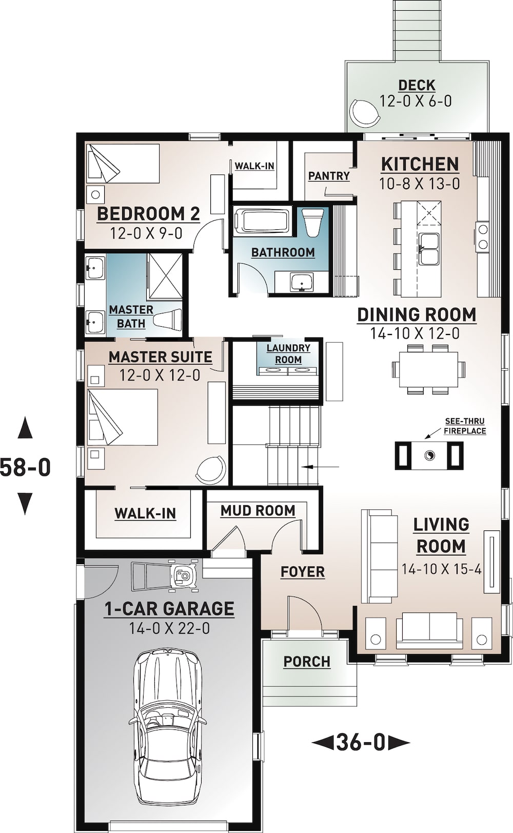 Craftsman House Plan 2 Bedrms, 2 Baths 1441 Sq Ft