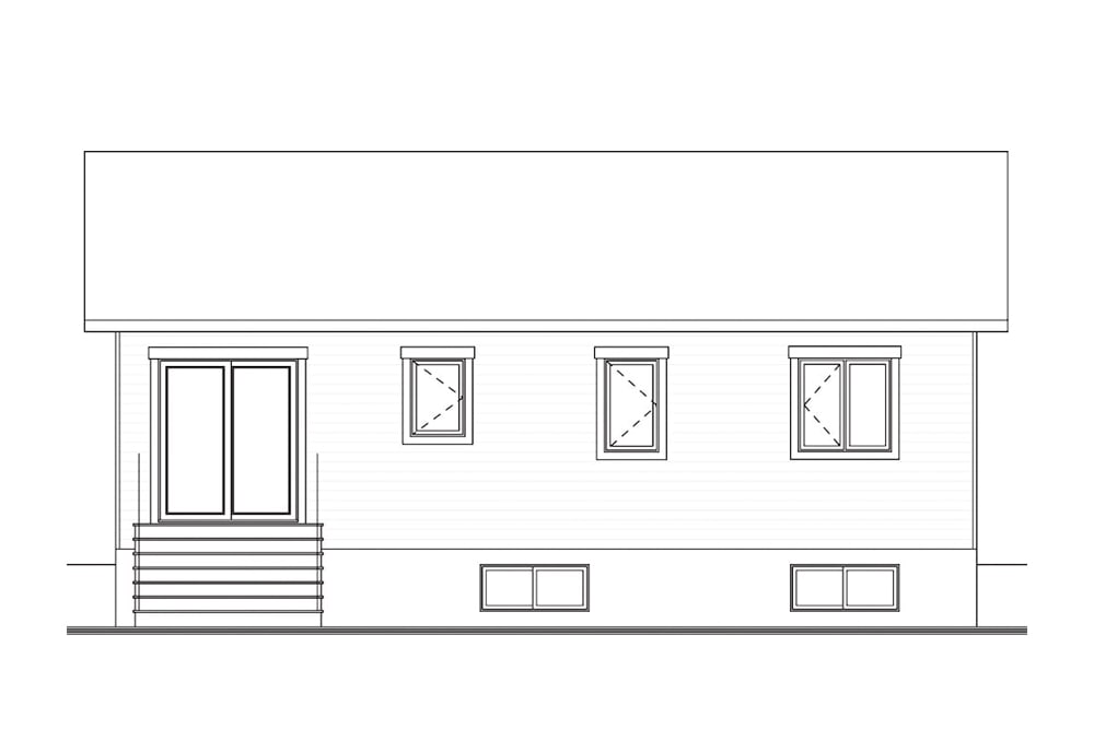 Home Plan Rear Elevation of this 2-Bedroom,1103 Sq Ft Plan -126-1937