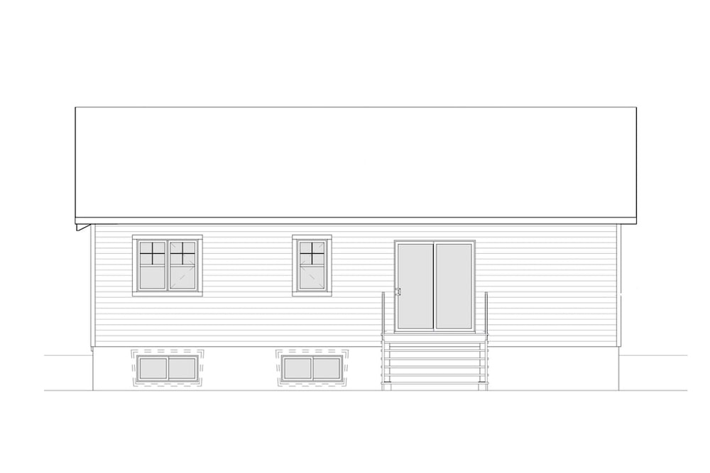 Home Plan Rear Elevation of this 2-Bedroom,1040 Sq Ft Plan -126-1939