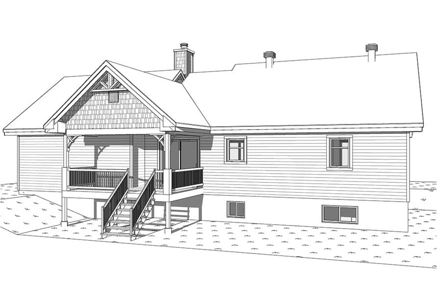 Home Plan Rear Elevation of this 4-Bedroom,1240 Sq Ft Plan -126-1940