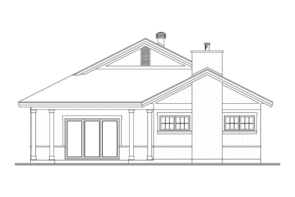 Home Plan Rear Elevation of this 2-Bedroom,1883 Sq Ft Plan -126-1941