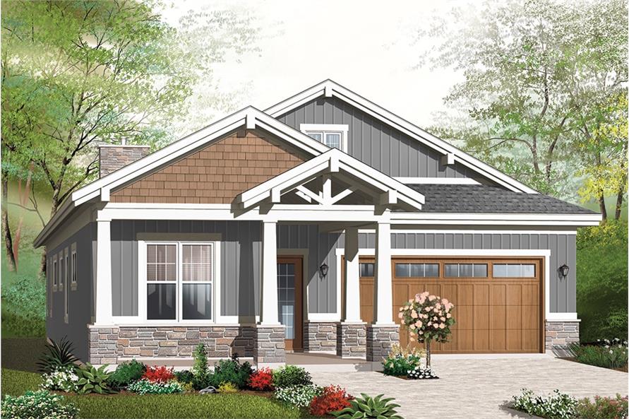 Front elevation of Craftsman home (ThePlanCollection: House Plan #126-1941)