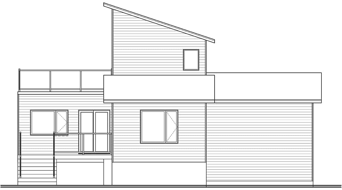 Home Plan Rear Elevation of this 2-Bedroom,1188 Sq Ft Plan -126-1979