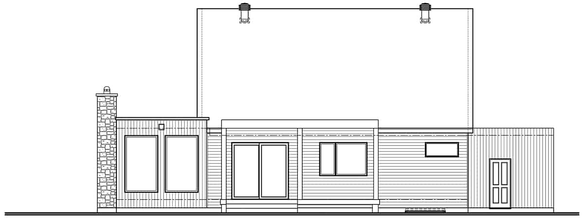 Home Plan Rear Elevation of this 3-Bedroom,1678 Sq Ft Plan -126-1981