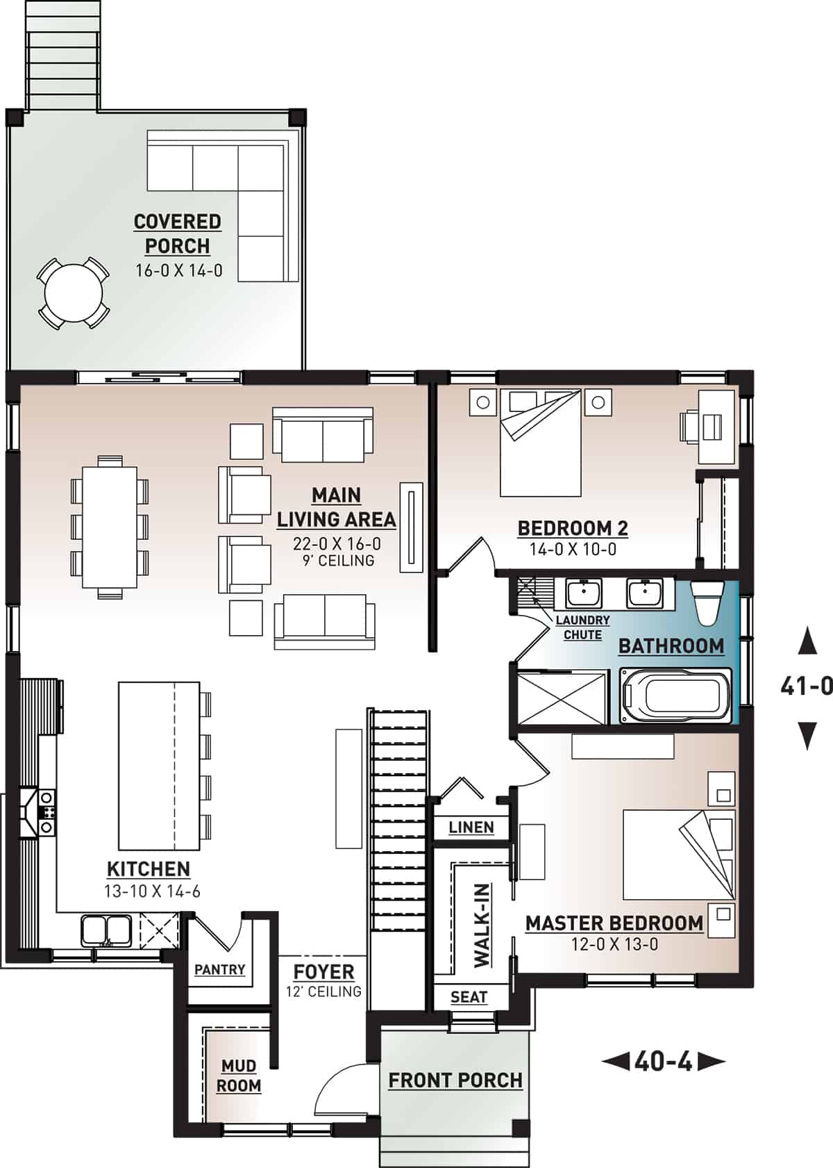 Floor Plan Main Level of Modern Plan #126-1982