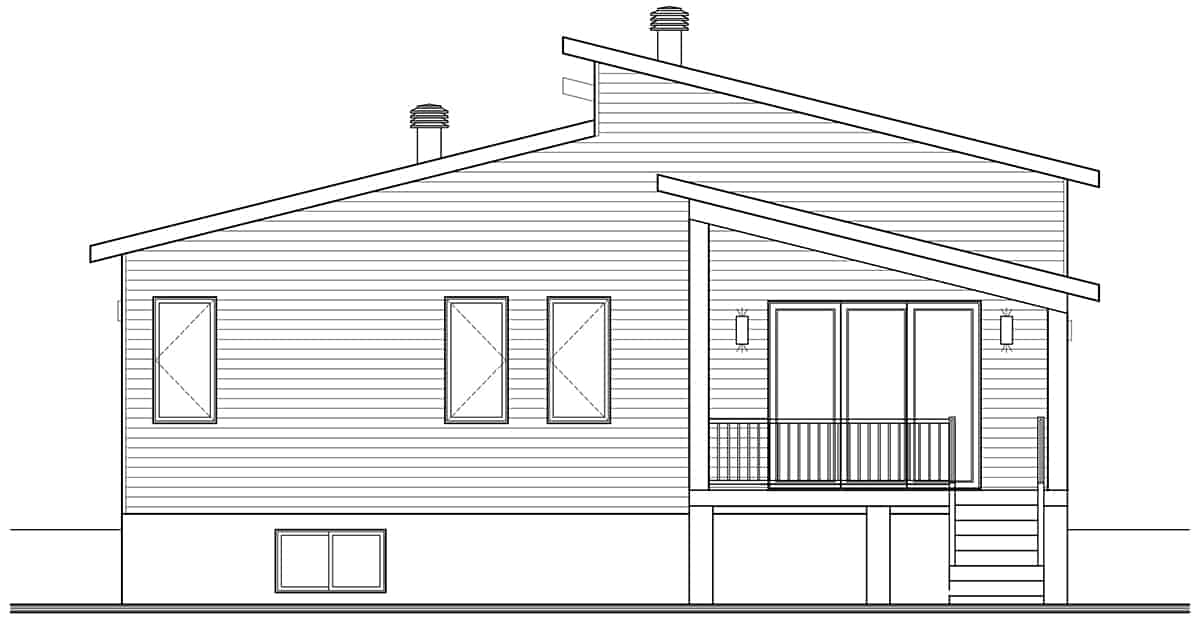 Home Plan Rear Elevation of this 2-Bedroom,1421 Sq Ft Plan -126-1982