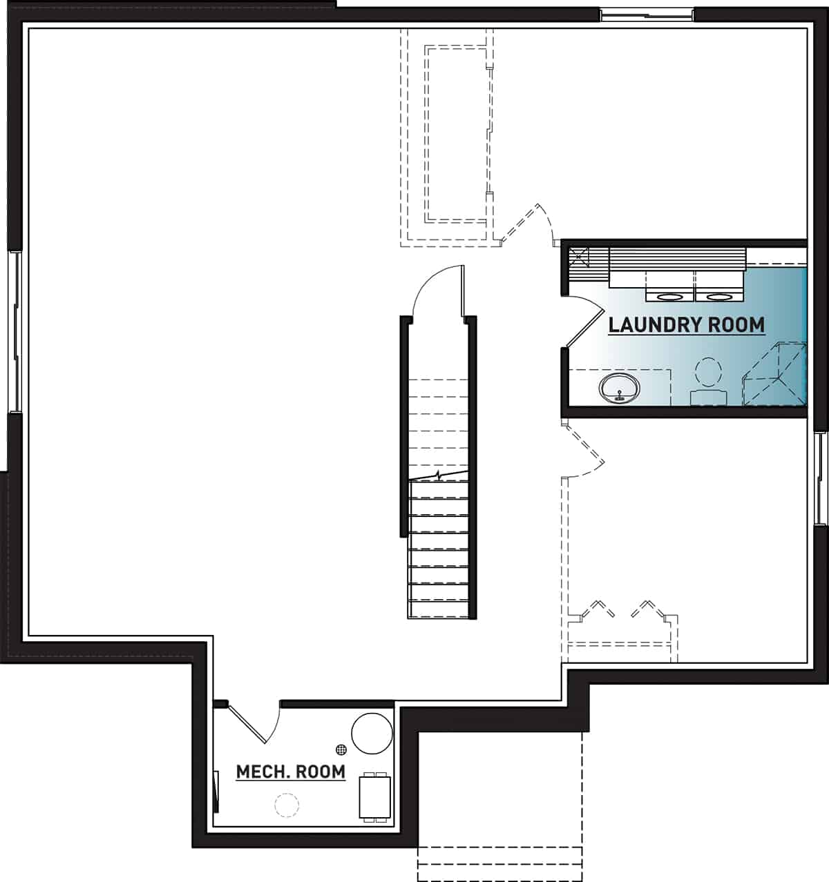 Floor Plan Basement of Modern Plan #126-1982