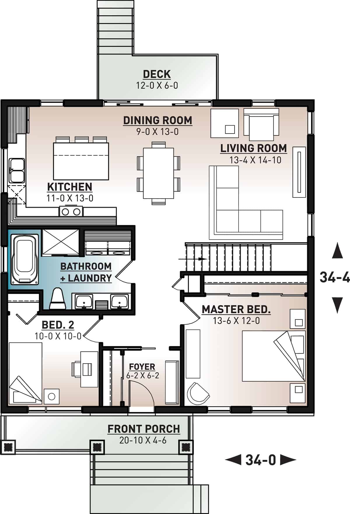 Floor Plan Main Level of Modern Plan #126-1984