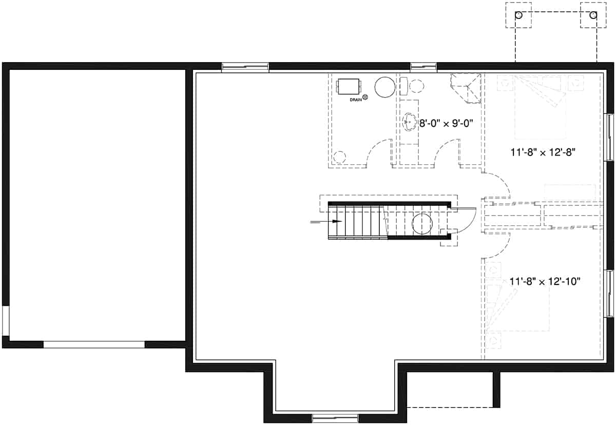 Floor Plan Basement of Ranch Plan #126-1986