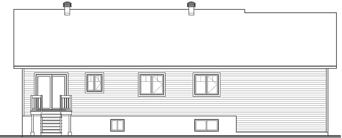 Home Plan Rear Elevation of this 2-Bedroom,1344 Sq Ft Plan -126-1986