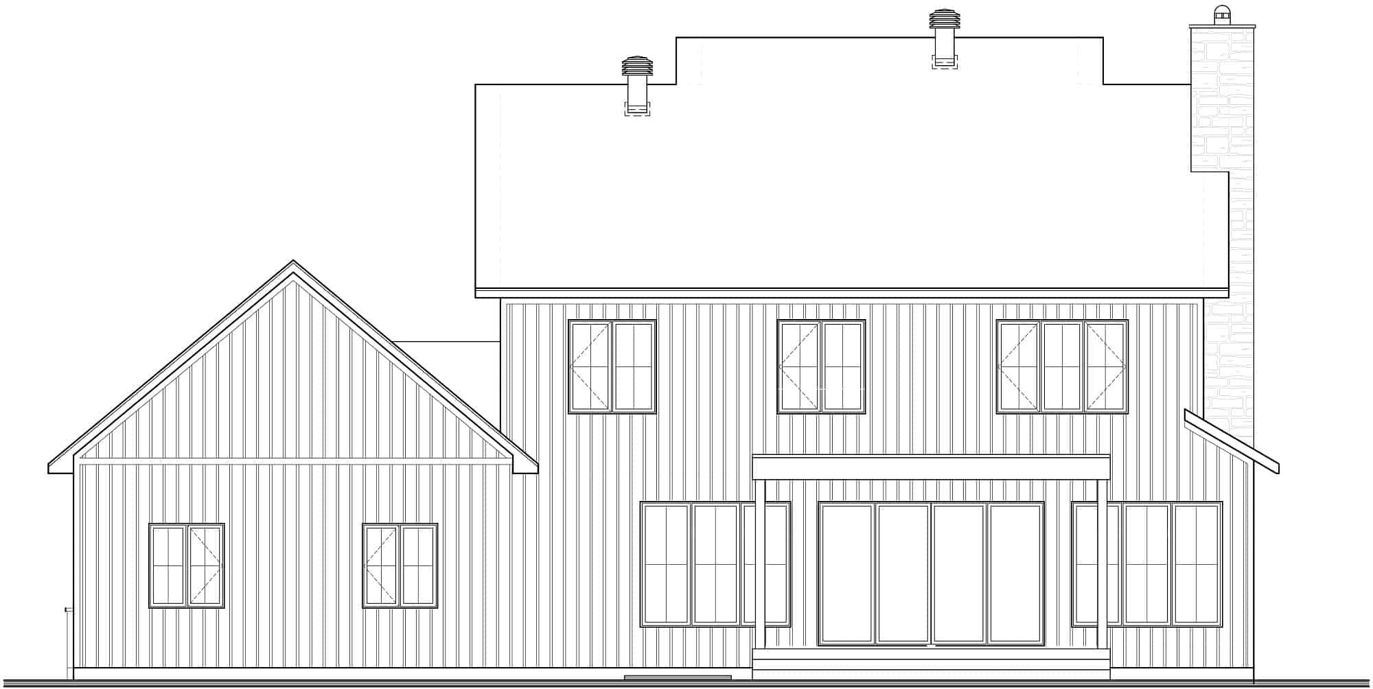 Home Plan Rear Elevation of this 3-Bedroom,2383 Sq Ft Plan -126-1996