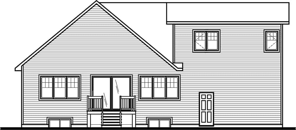 Home Plan Rear Elevation of this 3-Bedroom,1829 Sq Ft Plan -126-2002