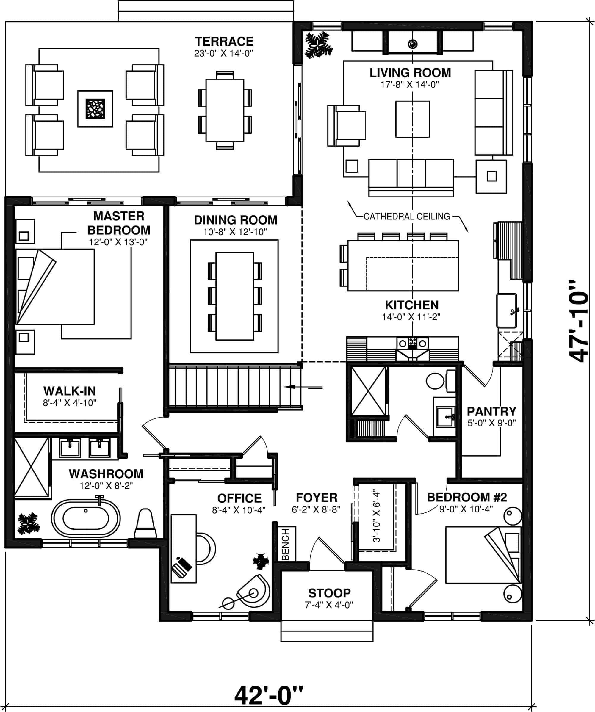 Main Level of Ranch Plan #126-2012