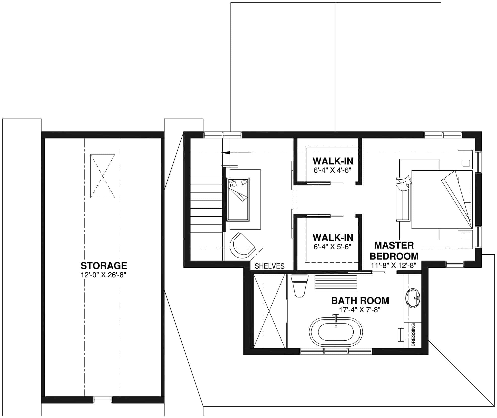 Upper Level of Farmhouse Plan #126-2018