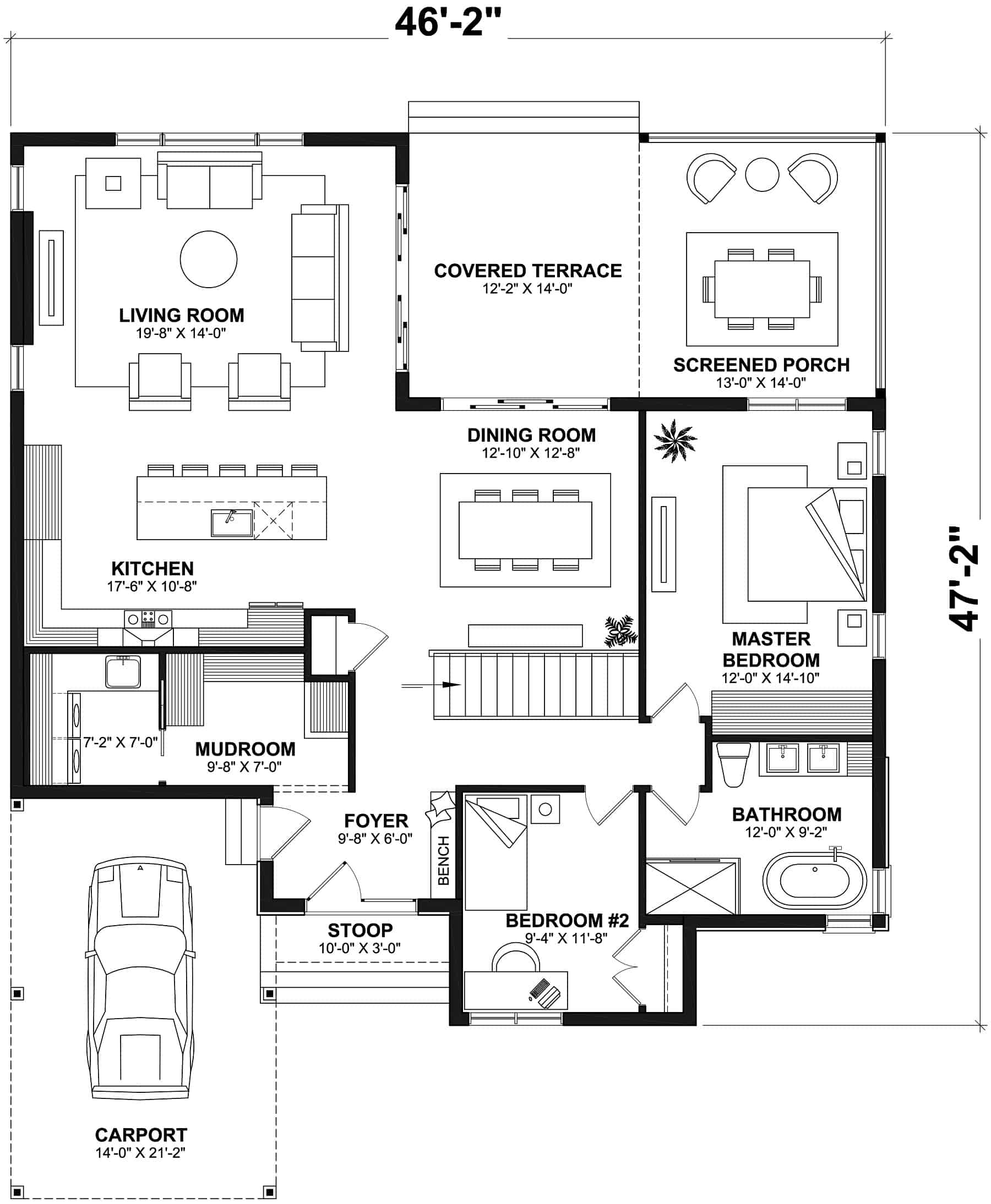 Main Level of Contemporary Plan #126-2025