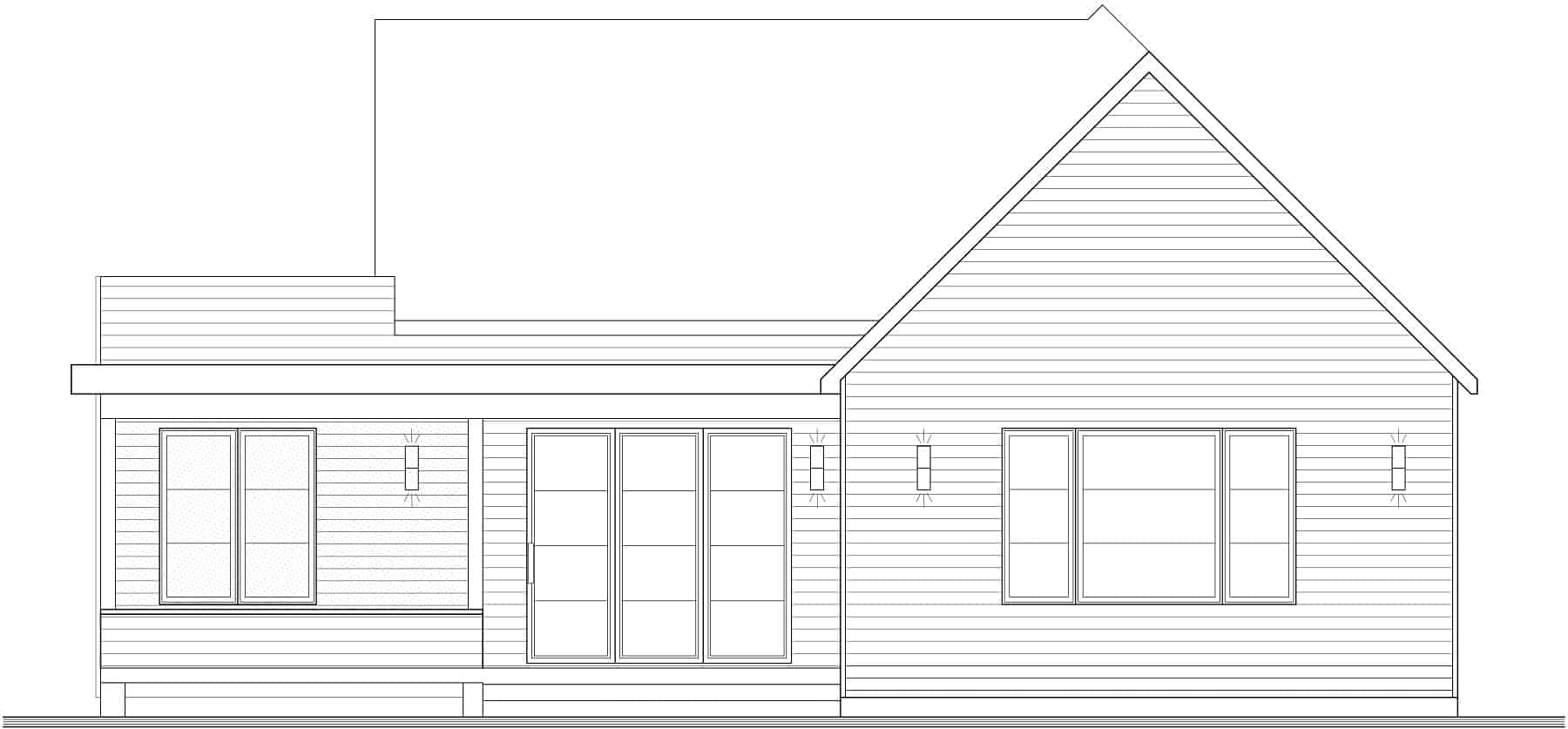 Home Plan Rear Elevation of this 2-Bedroom,1555 Sq Ft Plan -126-2025