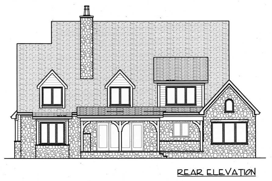 Home Plan Rear Elevation of this 4-Bedroom,4004 Sq Ft Plan -127-1011