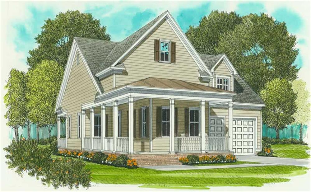Front elevation of Farmhouse home (ThePlanCollection: House Plan #127-1015)