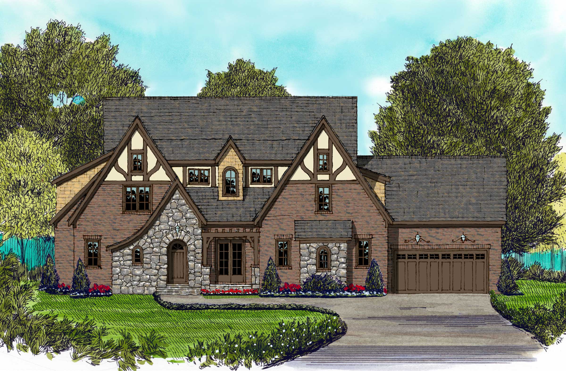 Home Plans color front elevation.