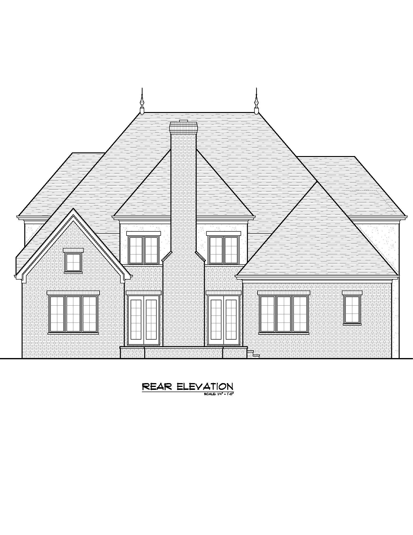 Home Plan Rear Elevation of this 4-Bedroom,3803 Sq Ft Plan -127-1017