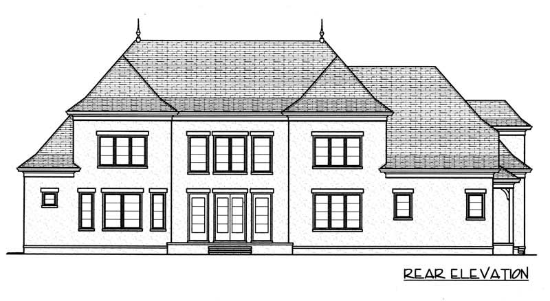 Home Plan Rear Elevation of this 4-Bedroom,3928 Sq Ft Plan -127-1024