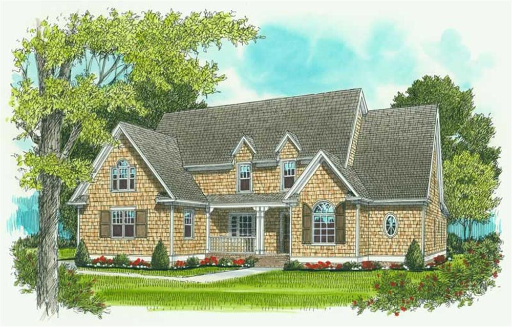 Front elevation of Craftsman home (ThePlanCollection: House Plan #127-1026)