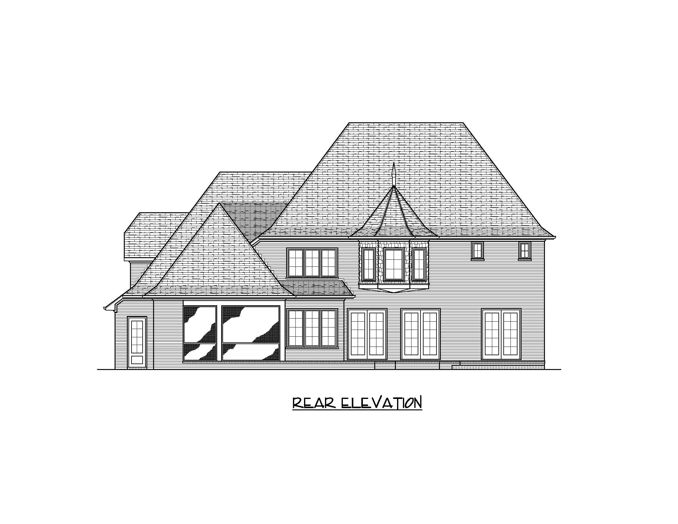 Home Plan Rear Elevation of this 4-Bedroom,3932 Sq Ft Plan -127-1030