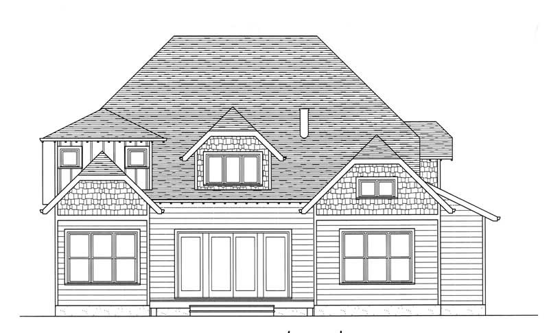 Home Plan Rear Elevation of this 4-Bedroom,3430 Sq Ft Plan -127-1035