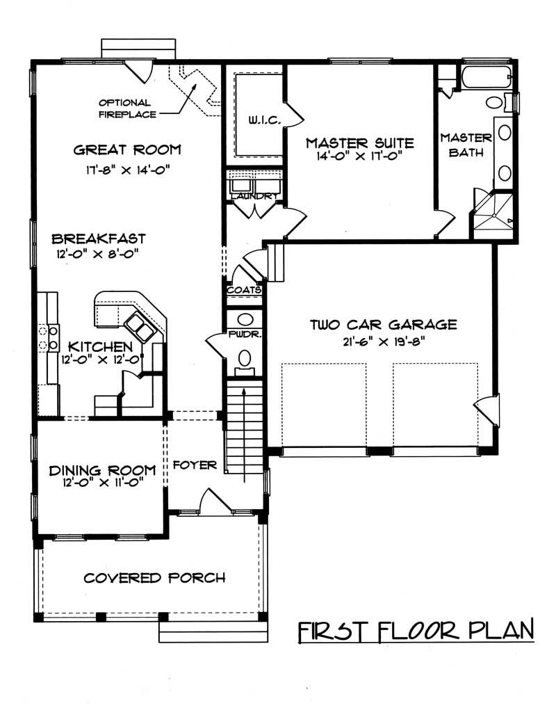 Floor Plan First Story of Farmhouse Plan #127-1037