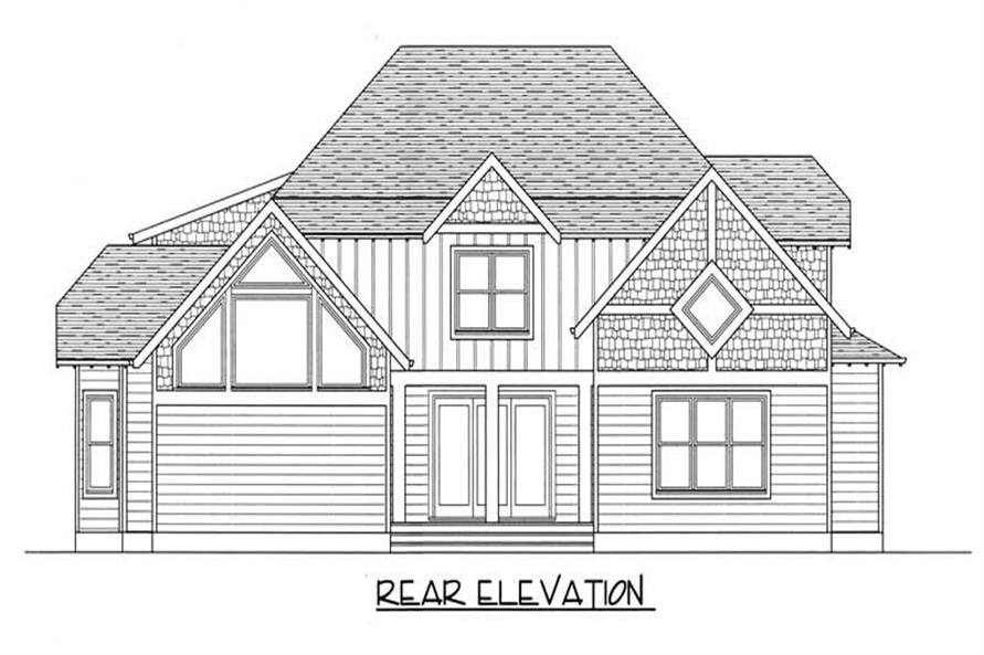 Home Plan Rear Elevation of this 4-Bedroom,3233 Sq Ft Plan -127-1040