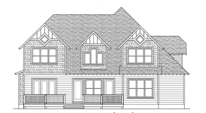 Home Plan Rear Elevation of this 4-Bedroom,3126 Sq Ft Plan -127-1057