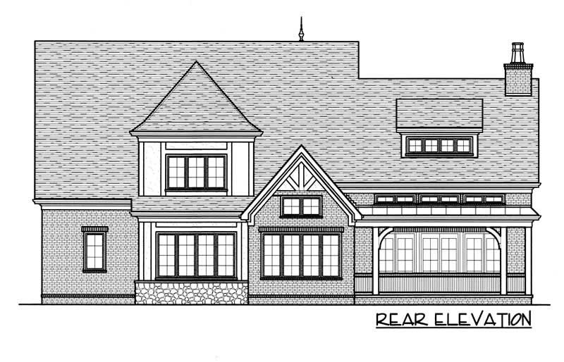 Home Plan Rear Elevation of this 4-Bedroom,3784 Sq Ft Plan -127-1059