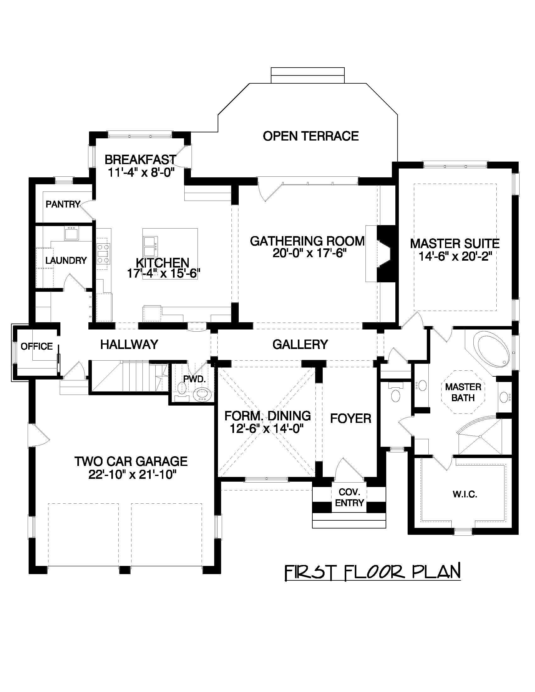 Floor Plan First Story of French Plan #127-1066
