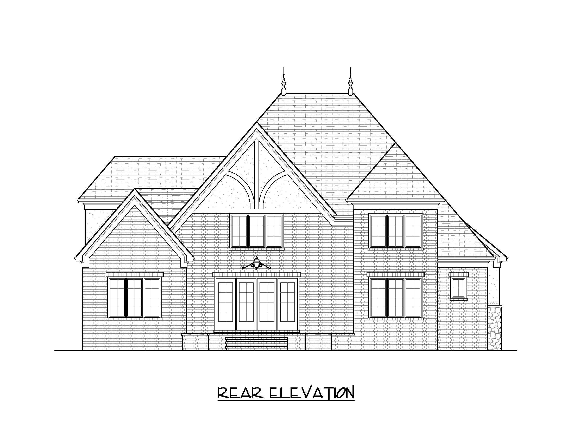 Home Plan Rear Elevation of this 4-Bedroom,3910 Sq Ft Plan -127-1066